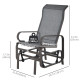 Patio Glider with Breathable Mesh Fabric, Outdoor Glider Chair, Garden Rocking Gliding Seat for Patio, Yard, Porch, Brown/Grey