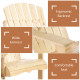 2 Piece Pair Wood Adirondack Chair Porch Tete-A-Tete Bench Two Seater w/ Middle Table Reclined Wooden Umbrella Hole, Natural