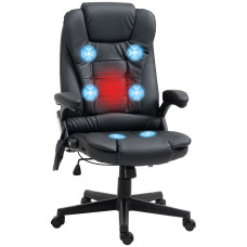 Executive Massage Chairs Heated High Back Reclining Office Chair Swivel Leather Adjustable Vibrating Furniture Black