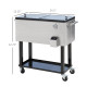 80 Quart Rolling Cooler Cart Ice Beer Beverage Cooling Bin for Outdoor Party, 35.4