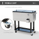 80 Quart Rolling Cooler Cart Ice Beer Beverage Cooling Bin for Outdoor Party, 35.4