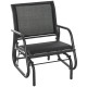 Patio Glider Outdoor Glider Chair with Breathable Mesh Seat & Backrest, Armrests and Metal Frame, Black