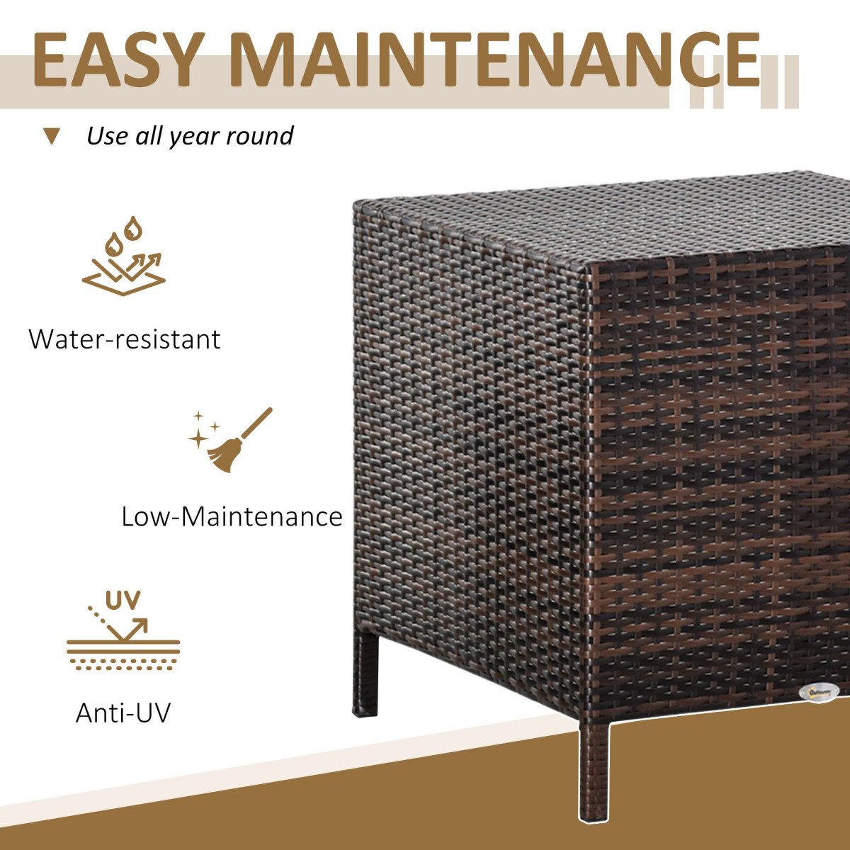 Set of 3 Wicker Nesting Tables Patio Rattan Snack End Side Tables Hand Woven All Weather Garden Outdoor Home Furniture Brown