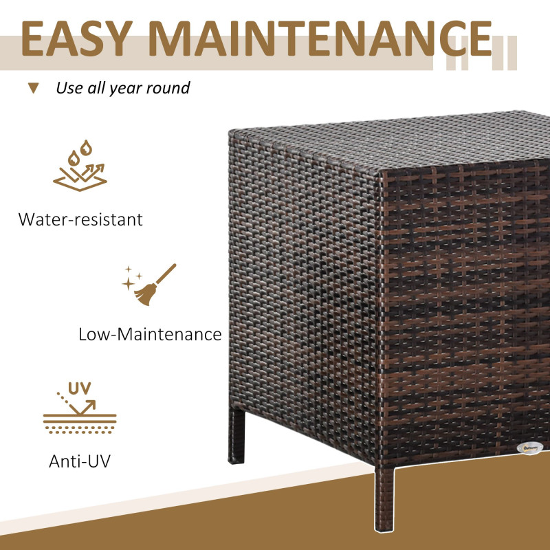 Set of 3 Wicker Nesting Tables Patio Rattan Snack End Side Tables Hand Woven All Weather Garden Outdoor Home Furniture Brown