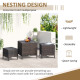 Set of 3 Wicker Nesting Tables Patio Rattan Snack End Side Tables Hand Woven All Weather Garden Outdoor Home Furniture Brown