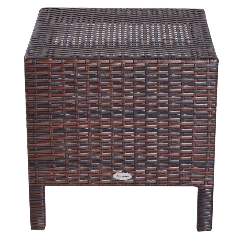 Set of 3 Wicker Nesting Tables Patio Rattan Snack End Side Tables Hand Woven All Weather Garden Outdoor Home Furniture Brown