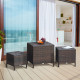 Set of 3 Wicker Nesting Tables Patio Rattan Snack End Side Tables Hand Woven All Weather Garden Outdoor Home Furniture Brown
