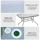 Metal Garden Dining Table with Umbrella Hole, Outdoor Patio Table with Tempered Glass Top, 47.25