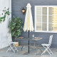Metal Garden Dining Table with Umbrella Hole, Outdoor Patio Table with Tempered Glass Top, 47.25