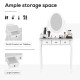 Wooden Vanity Table Set, Makeup Dressing Table with 360° Rotating, 5 Drawers and Padded Stool, White