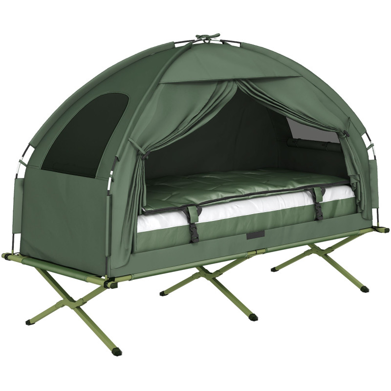 Hiking Tent Camping Bed Cot Combo Portable w/ Sleep Bag Mattress