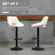 Bar Stools Set of 2, Swivel Counter Height Barstools with Adjustable Height, Linen Upholstered Bar Chairs with Round Metal Base and Footrest, Cream