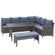 4 Piece Outdoor Patio Rattan Wicker Dining Table Bench Patio Furniture Sofa