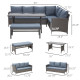 4 Piece Outdoor Patio Rattan Wicker Dining Table Bench Patio Furniture Sofa