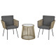 3 Pieces Wicker Patio Furniture Set, Rattan Bistro Set with Coffee Table and Cushions, Outdoor Conversation Set for Garden, Porch, Balcony, Grey