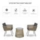 3 Pieces Wicker Patio Furniture Set, Rattan Bistro Set with Coffee Table and Cushions, Outdoor Conversation Set for Garden, Porch, Balcony, Grey