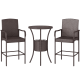 3 Pieces Patio Bar Set, Rattan Bistro Table and Chairs, Outdoor Conversation Furniture Set with Ice Bucket, Dark Brown