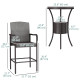 3 Pieces Patio Bar Set, Rattan Bistro Table and Chairs, Outdoor Conversation Furniture Set with Ice Bucket, Dark Brown