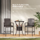 3 Pieces Patio Bar Set, Rattan Bistro Table and Chairs, Outdoor Conversation Furniture Set with Ice Bucket, Dark Brown