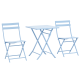 3 Pieces Garden Bistro Coffee Set Foldable Patio Chair & Square Table for Outdoor Yard Porch Poolside Balcony Blue
