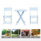 3 Pieces Garden Bistro Coffee Set Foldable Patio Chair & Square Table for Outdoor Yard Porch Poolside Balcony Blue