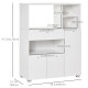 Compact Kitchen Pantry Cabinet Server Hutch Storage Buffet with Microwave Oven Stand Drawer and Shelves, White