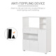 Compact Kitchen Pantry Cabinet Server Hutch Storage Buffet with Microwave Oven Stand Drawer and Shelves, White