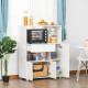 Compact Kitchen Pantry Cabinet Server Hutch Storage Buffet with Microwave Oven Stand Drawer and Shelves, White