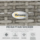 6 Pcs Patio Furniture Set, Rattan Outdoor Furniture Set with 3 Seater Sofa, Armchairs, Footstools and Table, Dark Grey