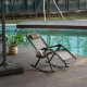 2 in 1 Adjustable Zero Gravity Reclining Lounge Chair Garden Recliner and Rocker Foldable Sun Lounger Napping Seat w/ Headrest & Tray Grey