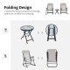 3pc Patio Rocking Chair Set, Folding Outdoor Rocking Chairs and Table Bistro Set w/ Breathable Mesh Seat & Backrest, Headrest for Park, Backyard, Garden, Cream White
