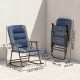 Folding Rocking Chair Set of 2 Padded Rockers with Armrest, Navy Blue