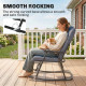Folding Rocking Chair Set of 2 Padded Rockers with Armrest, Navy Blue