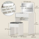 Modern Vanity Set with Makeup Table and Cushioned Stool, Dressing Table with Flip Top and Mirror for Bedroom, White