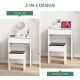Modern Vanity Set with Makeup Table and Cushioned Stool, Dressing Table with Flip Top and Mirror for Bedroom, White