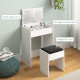 Modern Vanity Set with Makeup Table and Cushioned Stool, Dressing Table with Flip Top and Mirror for Bedroom, White