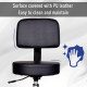 PU Leather Adjustable Rolling Stool, Round Swivel Drafting Stool with Back, Wheels, Black