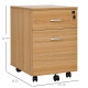 2 Drawer File Cabinet with Lock and Keys, Mobile Vertical Filing Cabinet with Wheels and Drawers, Home Office Cabinet, Natural