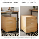 2 Drawer File Cabinet with Lock and Keys, Mobile Vertical Filing Cabinet with Wheels and Drawers, Home Office Cabinet, Natural