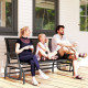 3-Seat Outdoor Glider Chair, Patio Rocking Chair, Steel Frame, Sling Fabric Seat for Garden, Backyard, Lawn, Black