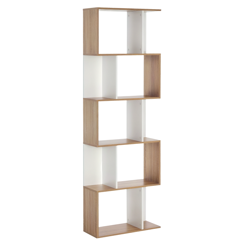 5-Tier Geometric Bookcase Display Shelf Storage Shelf Modern Room Divider Living Room Home Office Furniture, White