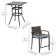 3 Pieces Patio Bar Set Wicker Garden Bistro Set Outdoor Furniture PE Rattan Table and Stools with Seat Cushion, Grey
