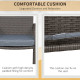 3 Pieces Patio Bar Set Wicker Garden Bistro Set Outdoor Furniture PE Rattan Table and Stools with Seat Cushion, Grey