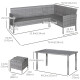 5 Pieces Wicker Patio Conversation Dining Furniture Set with Cushions, Table and Ottomans, Cream White