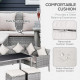 5 Pieces Wicker Patio Conversation Dining Furniture Set with Cushions, Table and Ottomans, Cream White