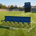 6 Seat Folding Camping Chair with Cup Holder and Carrying Case for Camping, Picnic, Sports Events, Blue