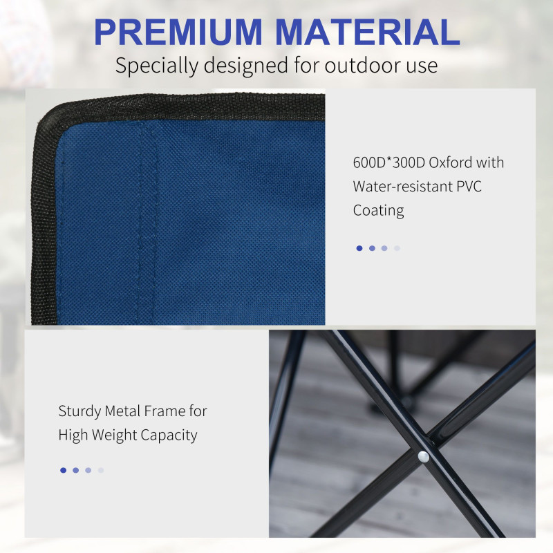 6 Seat Folding Camping Chair with Cup Holder and Carrying Case for Camping, Picnic, Sports Events, Blue