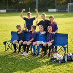 6 Seat Folding Camping Chair with Cup Holder and Carrying Case for Camping, Picnic, Sports Events, Blue