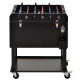 68QT Patio Cooler Ice Chest with Foosball Table Top, Portable Poolside Party Bar Cold Drink Rolling Cart on Wheels with Tray Shelf Black