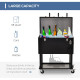 68QT Patio Cooler Ice Chest with Foosball Table Top, Portable Poolside Party Bar Cold Drink Rolling Cart on Wheels with Tray Shelf Black